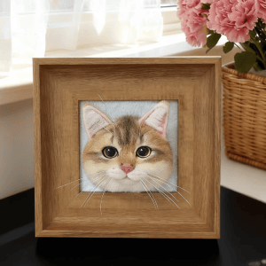 framed pet portrait cat